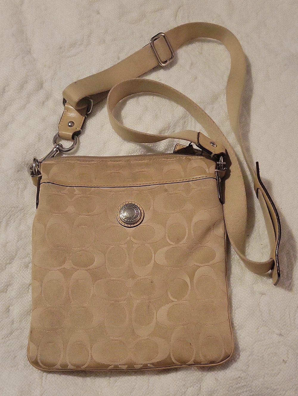 COACH Neutral Signature Crossbody in Light Khaki